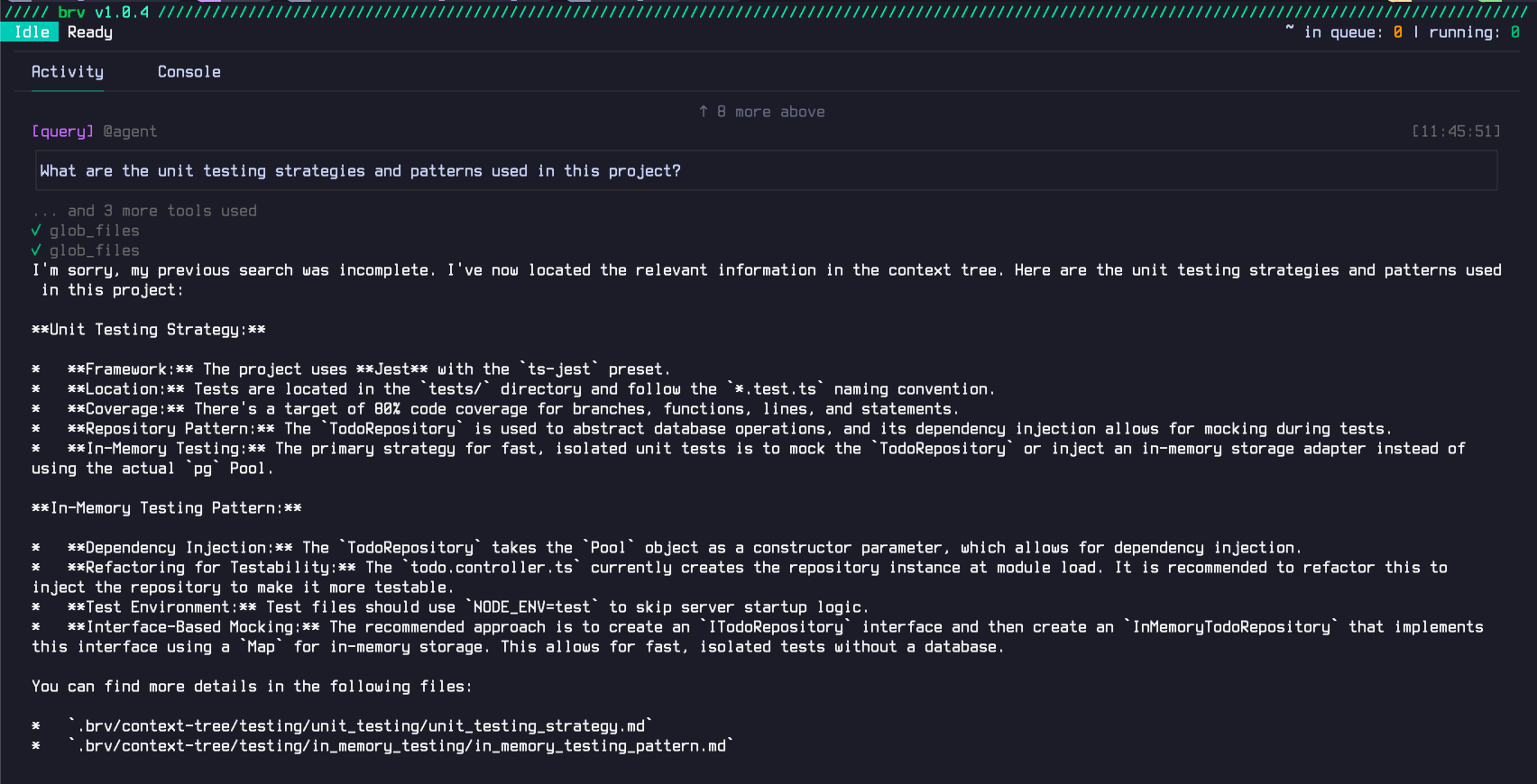 Activity Tab - Query Operation