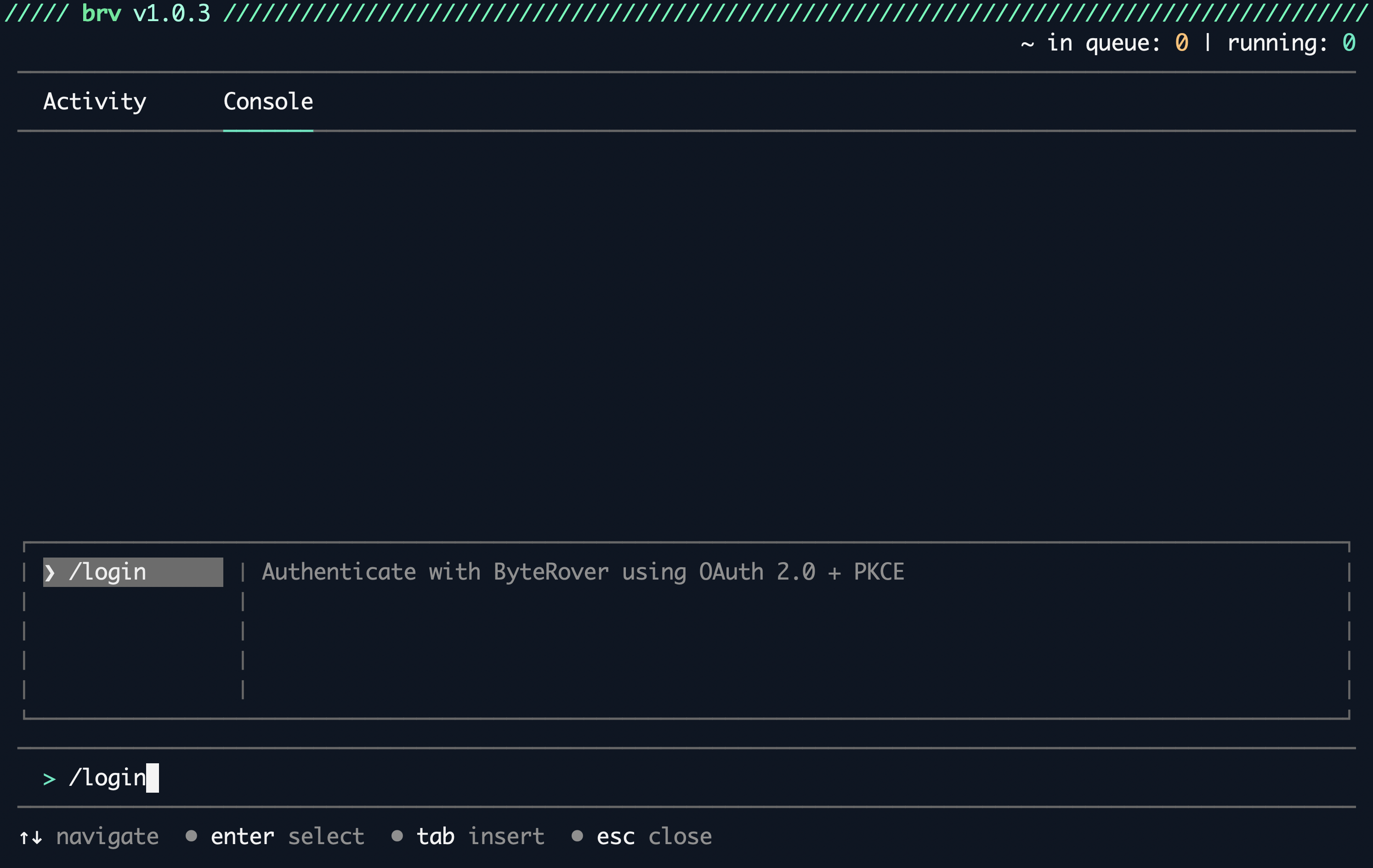 ByteRover Console Login