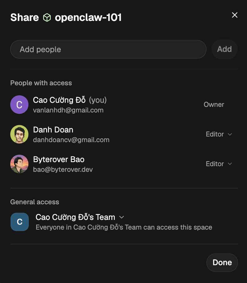 ByteRover Desktop space sharing screen