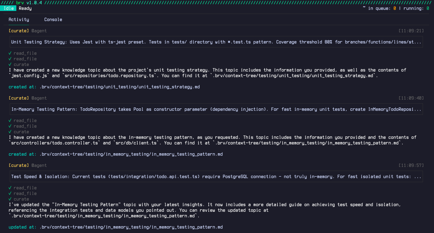 Activity Tab - Curate Operation