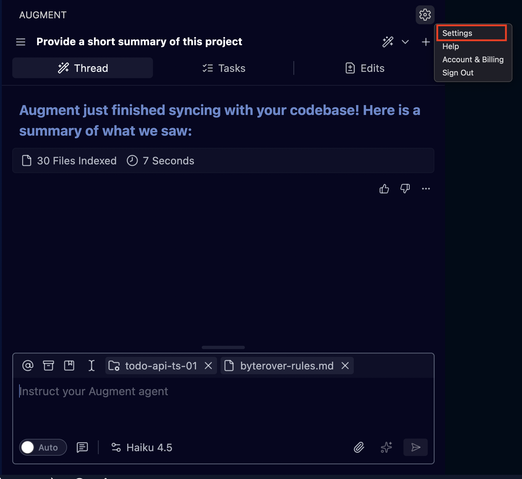 Augment Code Settings
