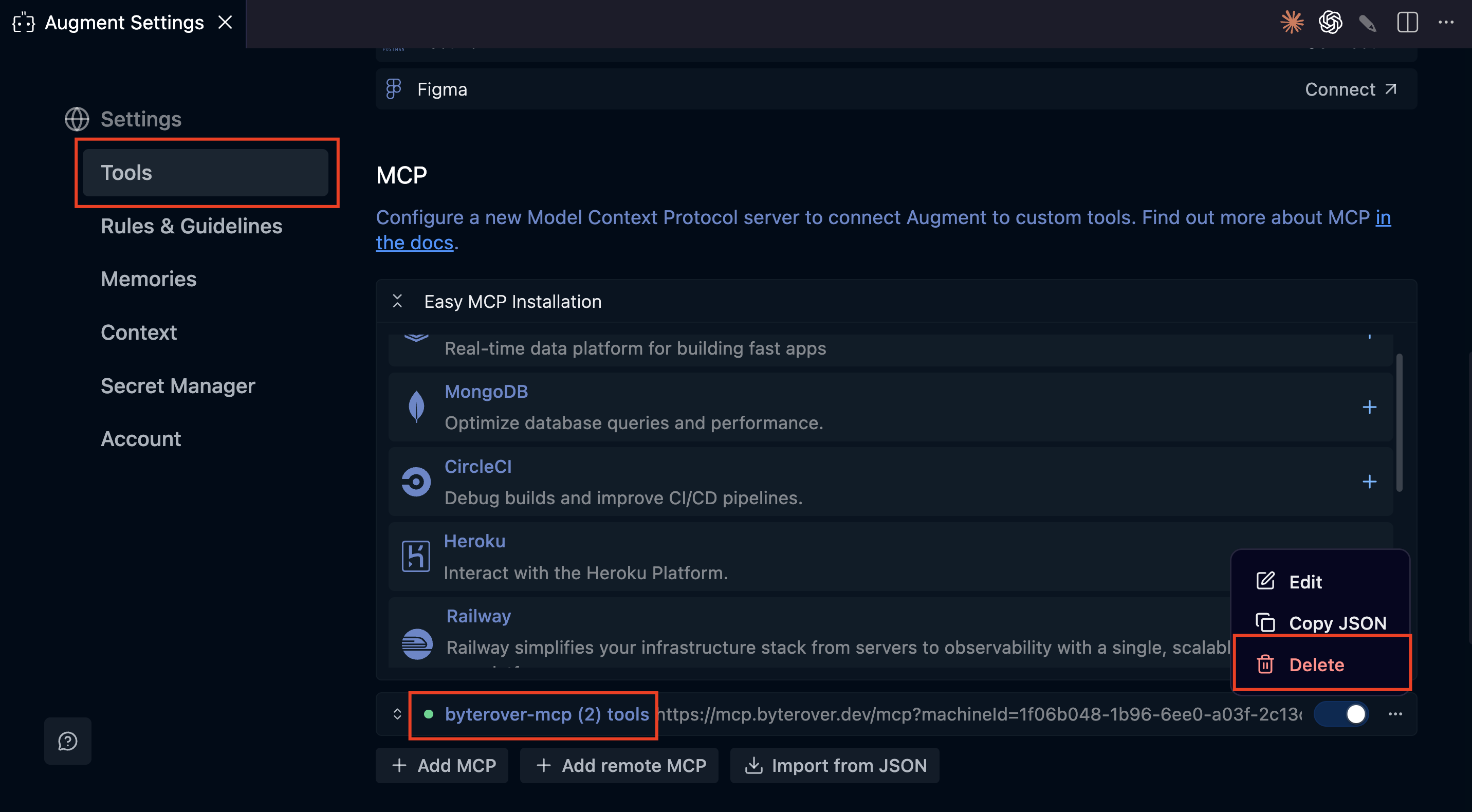MCP Servers Tab