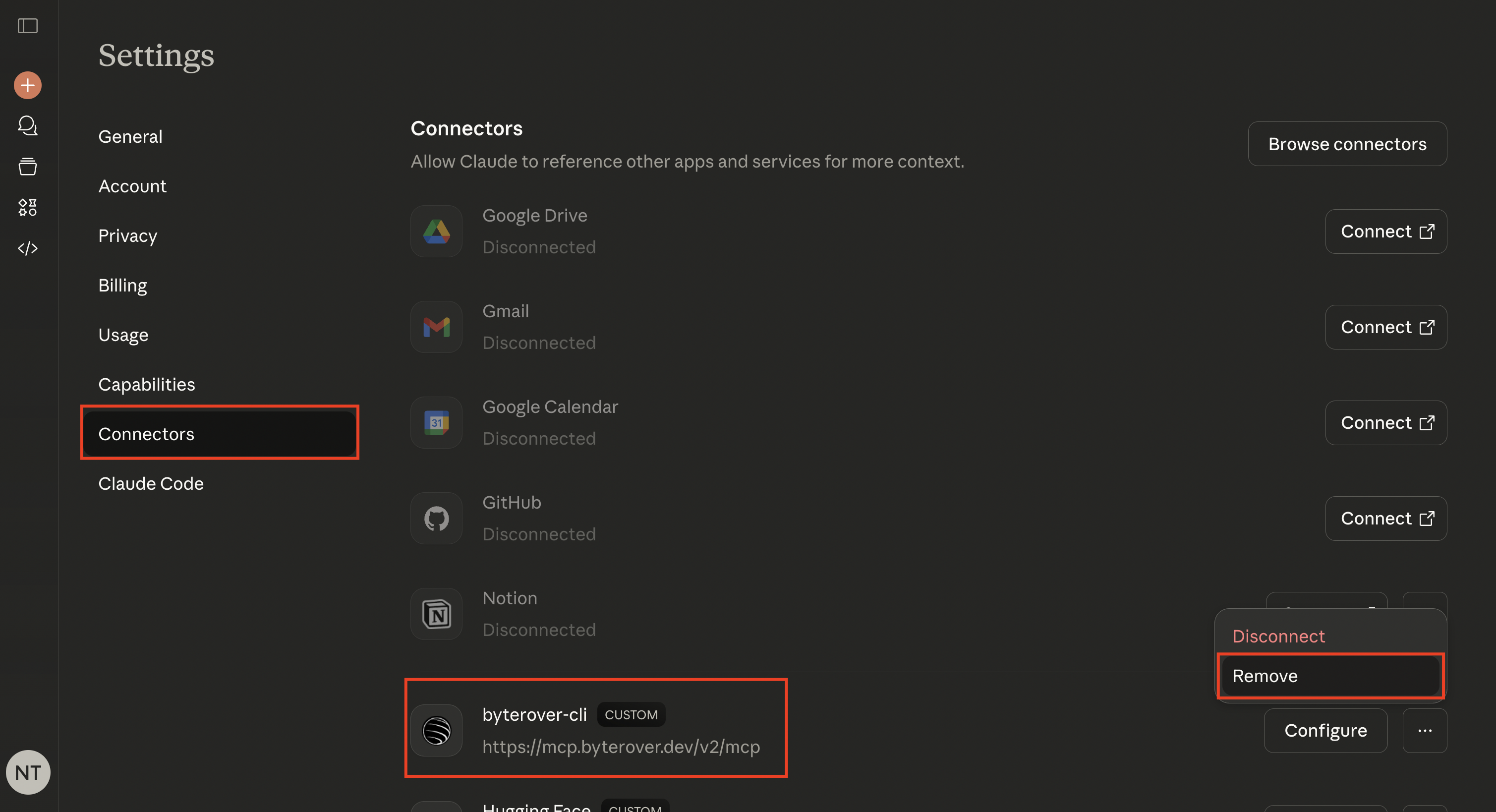 Remove ByteRover Connector