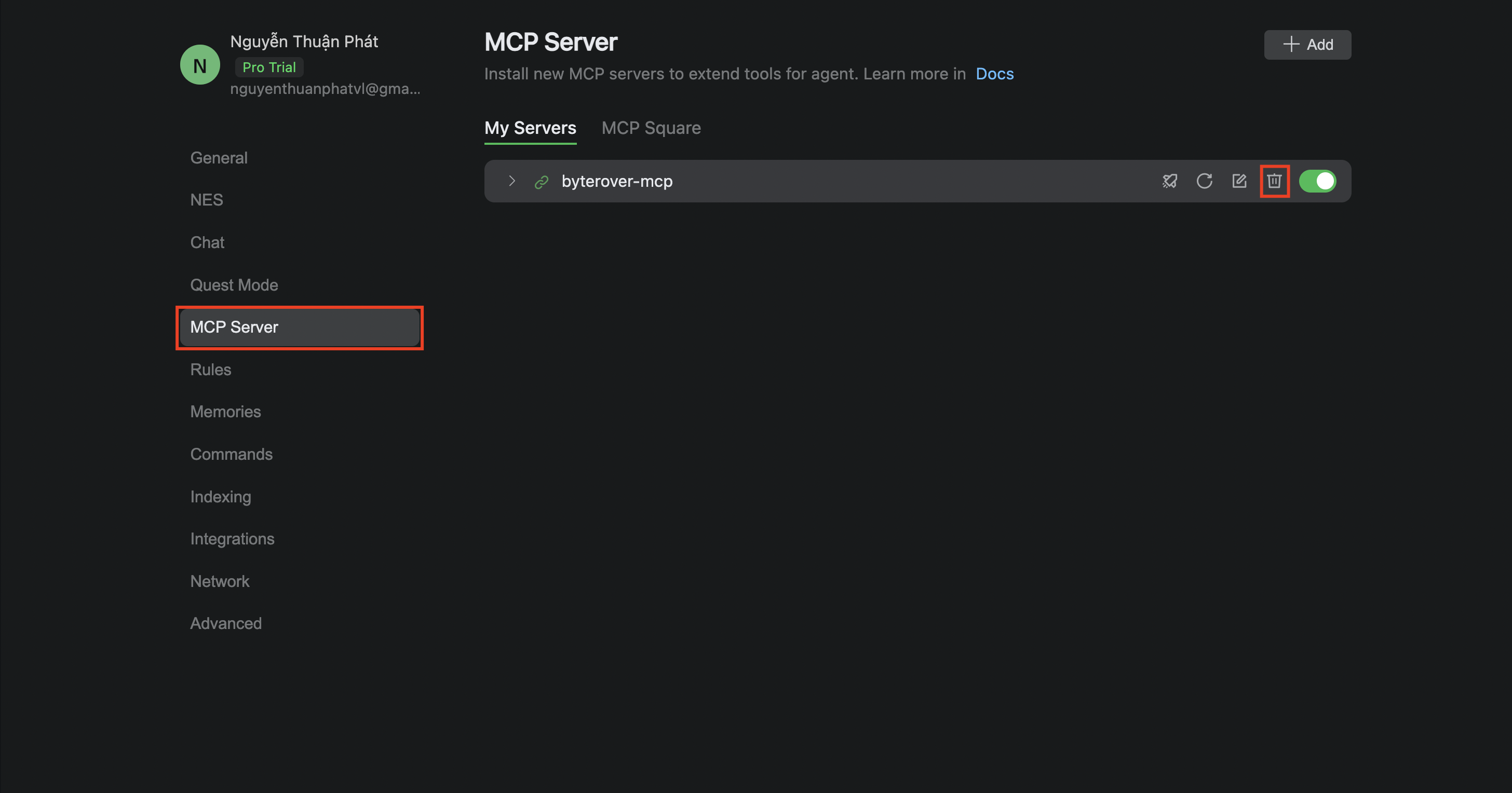 Delete MCP Server