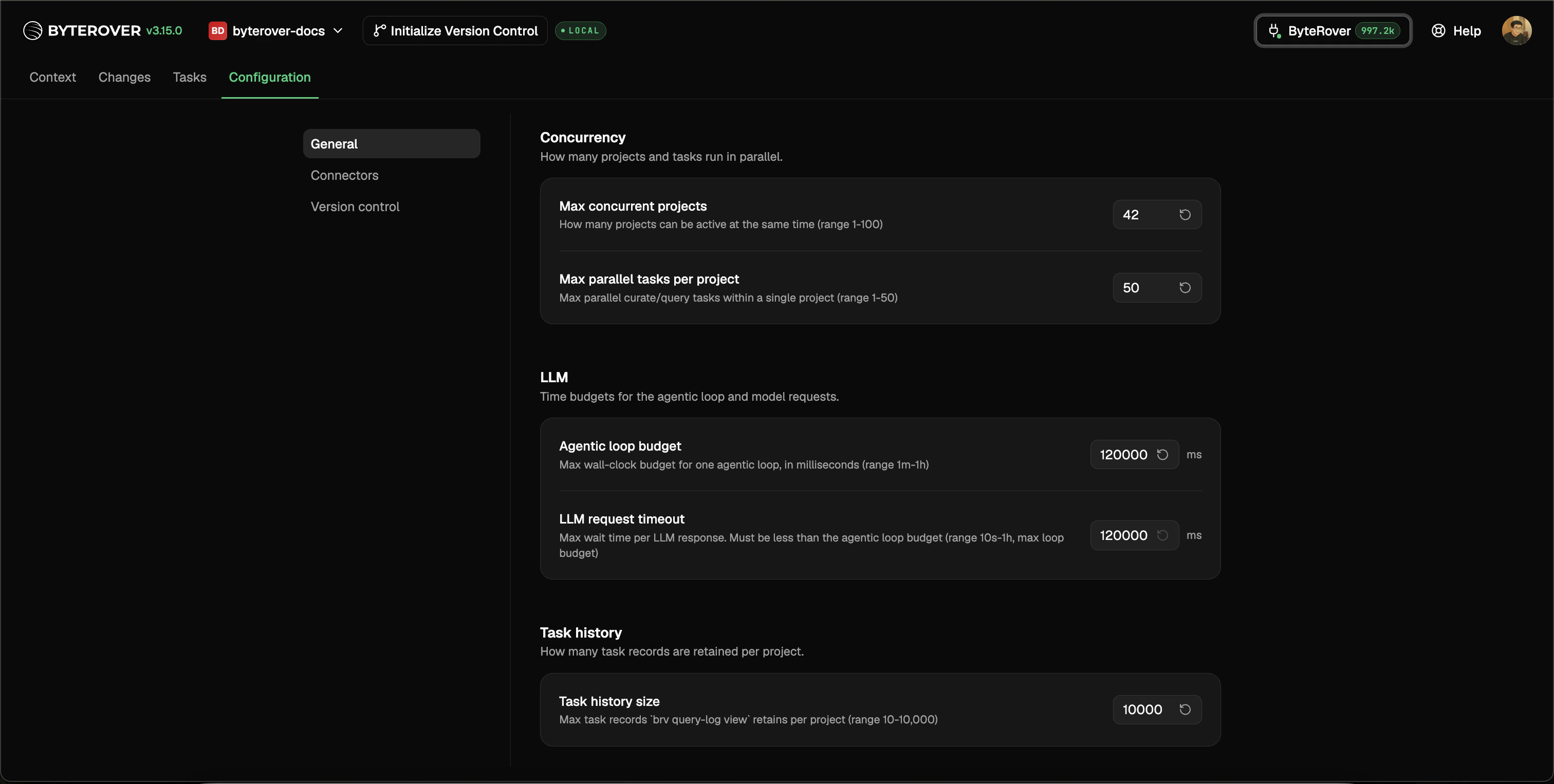 Configuration tab