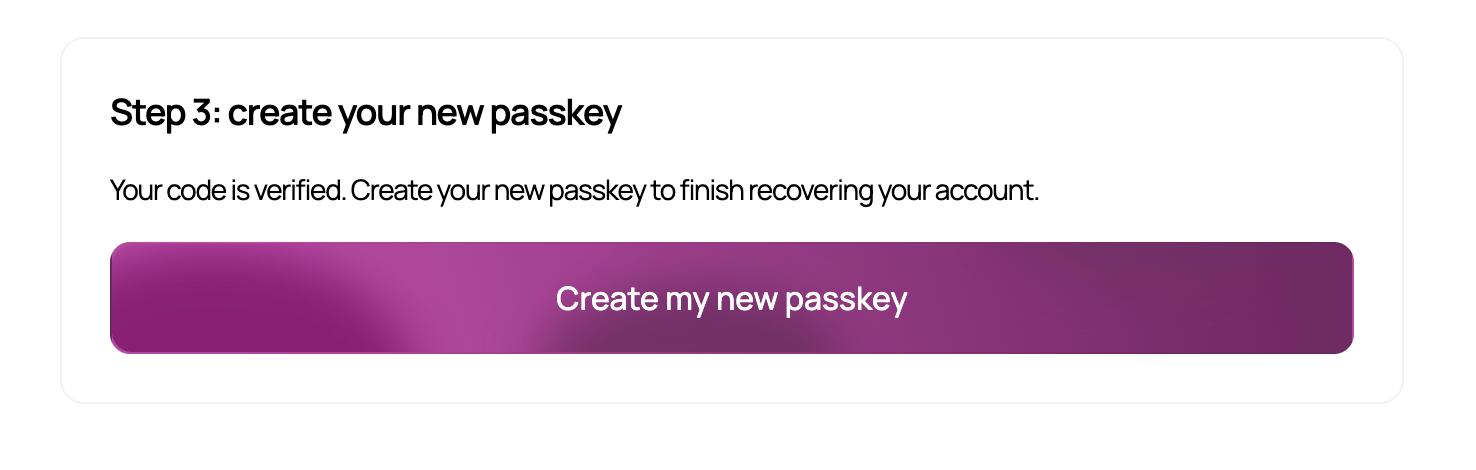 Create your new passkey