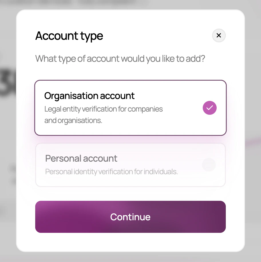 Sélection du type de compte