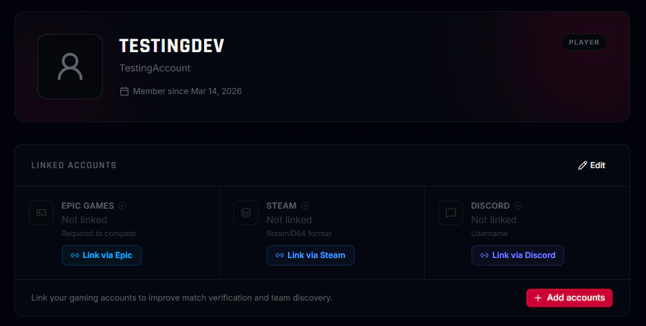 Linking Discord Settings Page