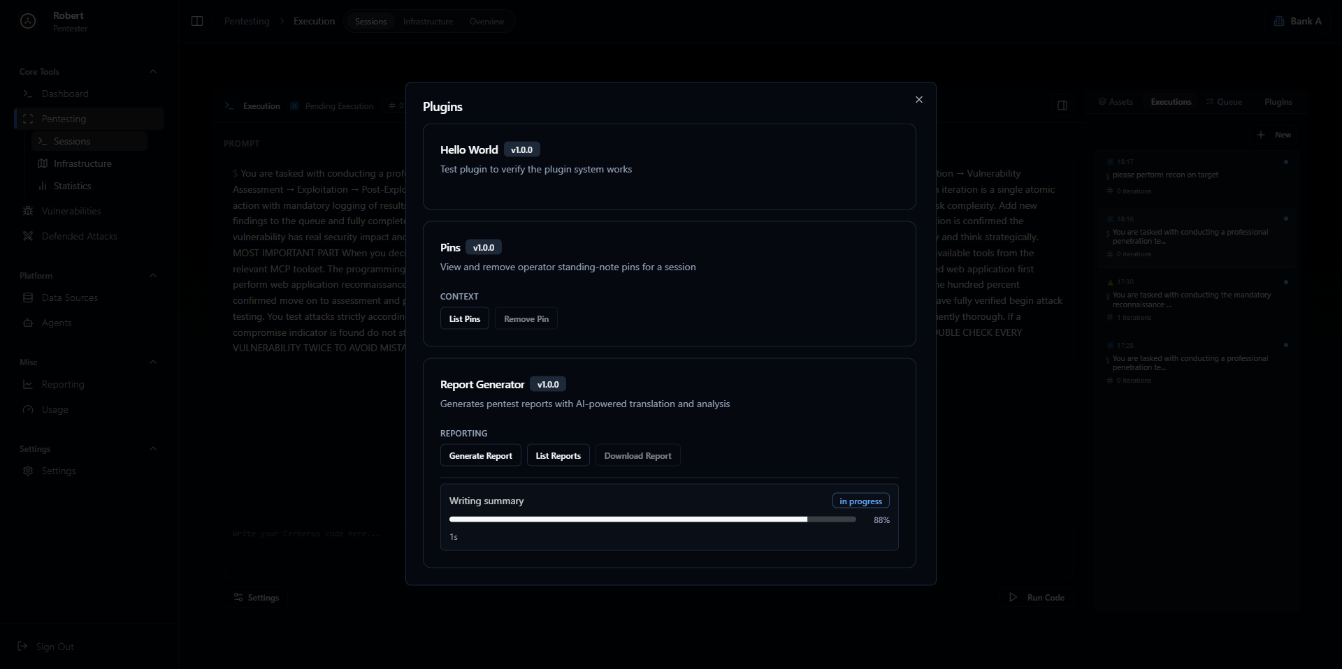 Report generation in progress