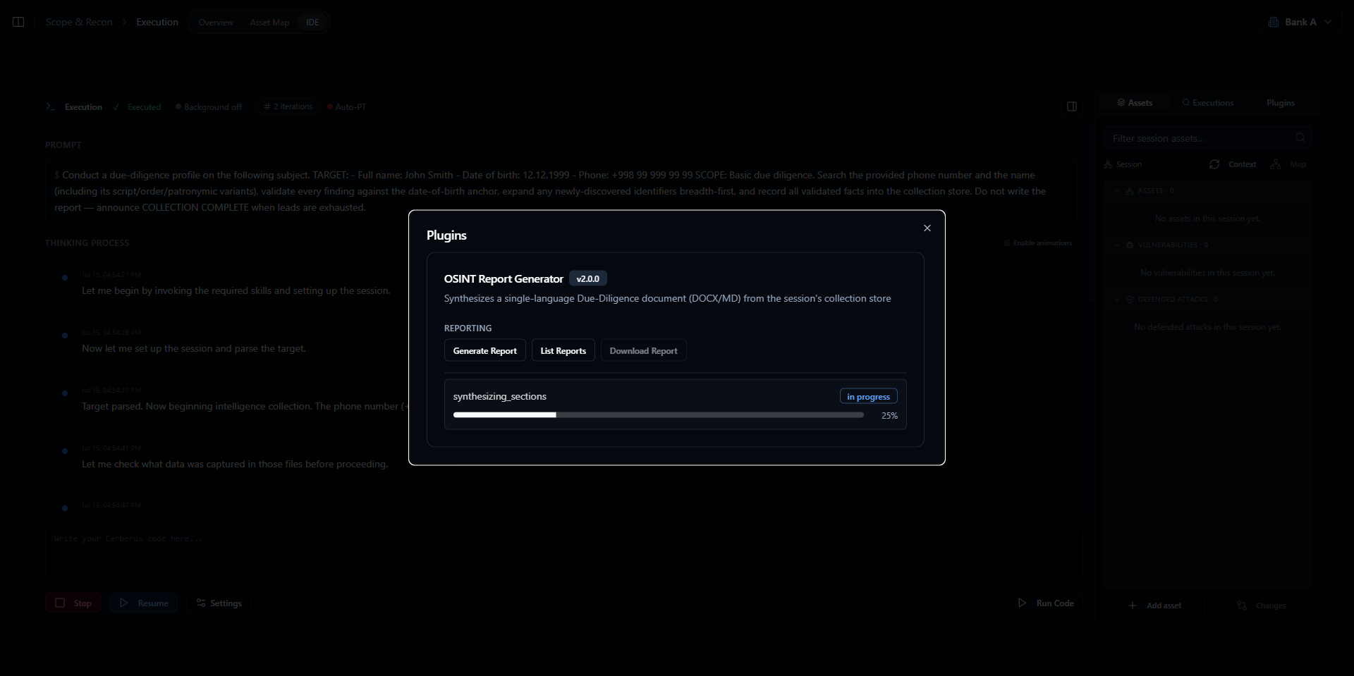 Report generation in progress
