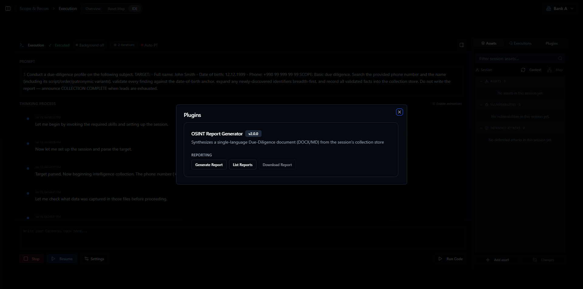 Report generation plugin