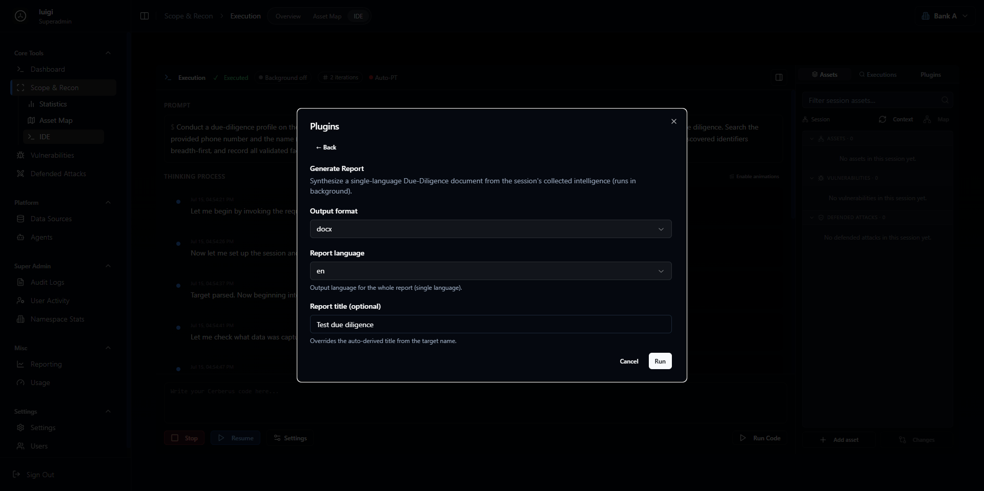 Report generation configuration