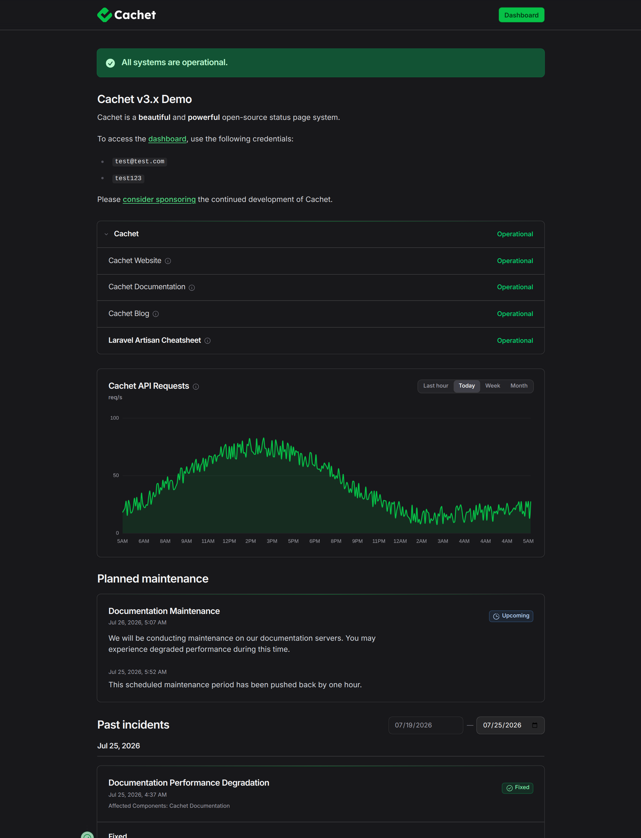 Cachet in dark mode
