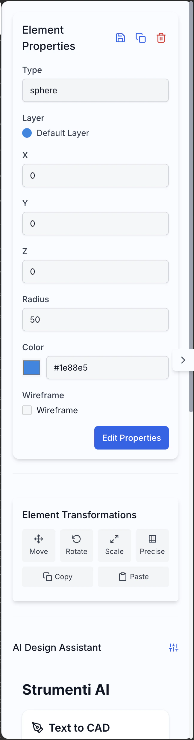 Properties panel