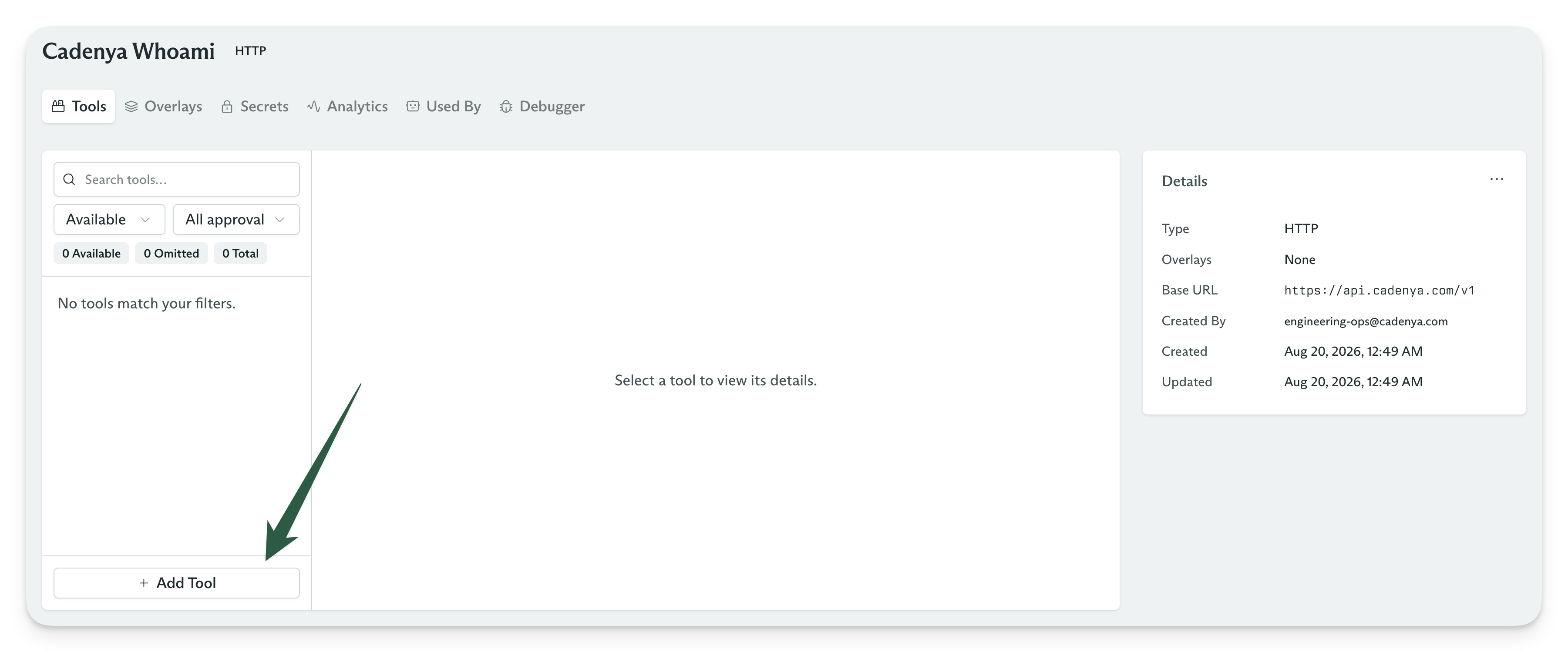 You must add tools to an HTTP adapter