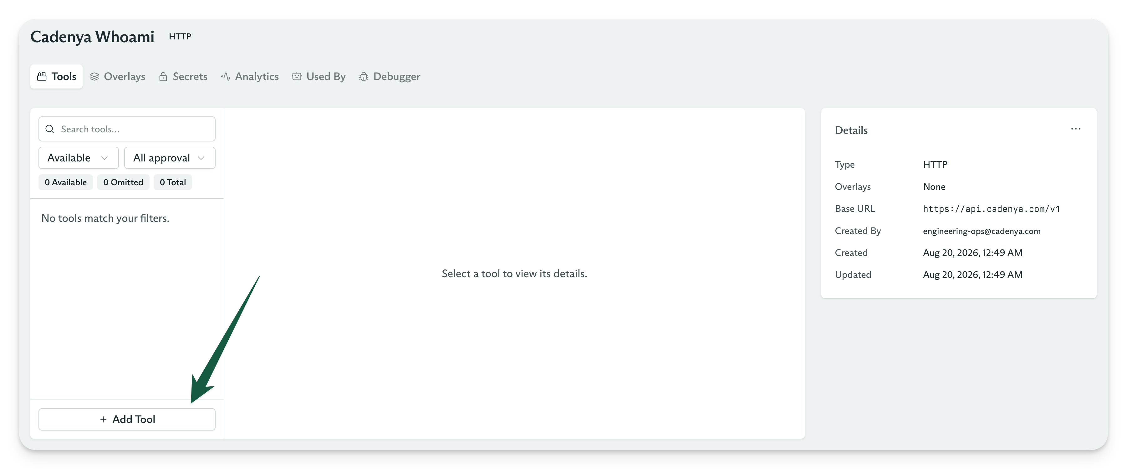 You must add tools to an HTTP adapter