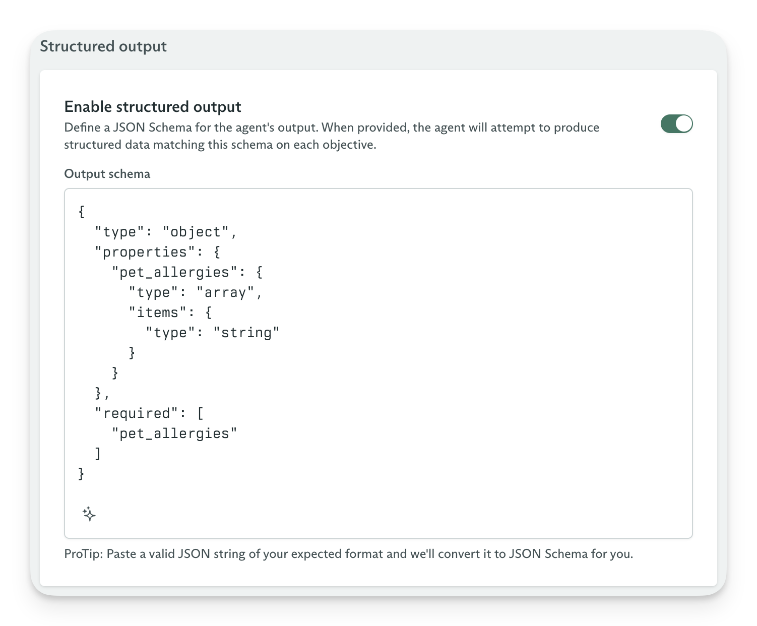 Structured output