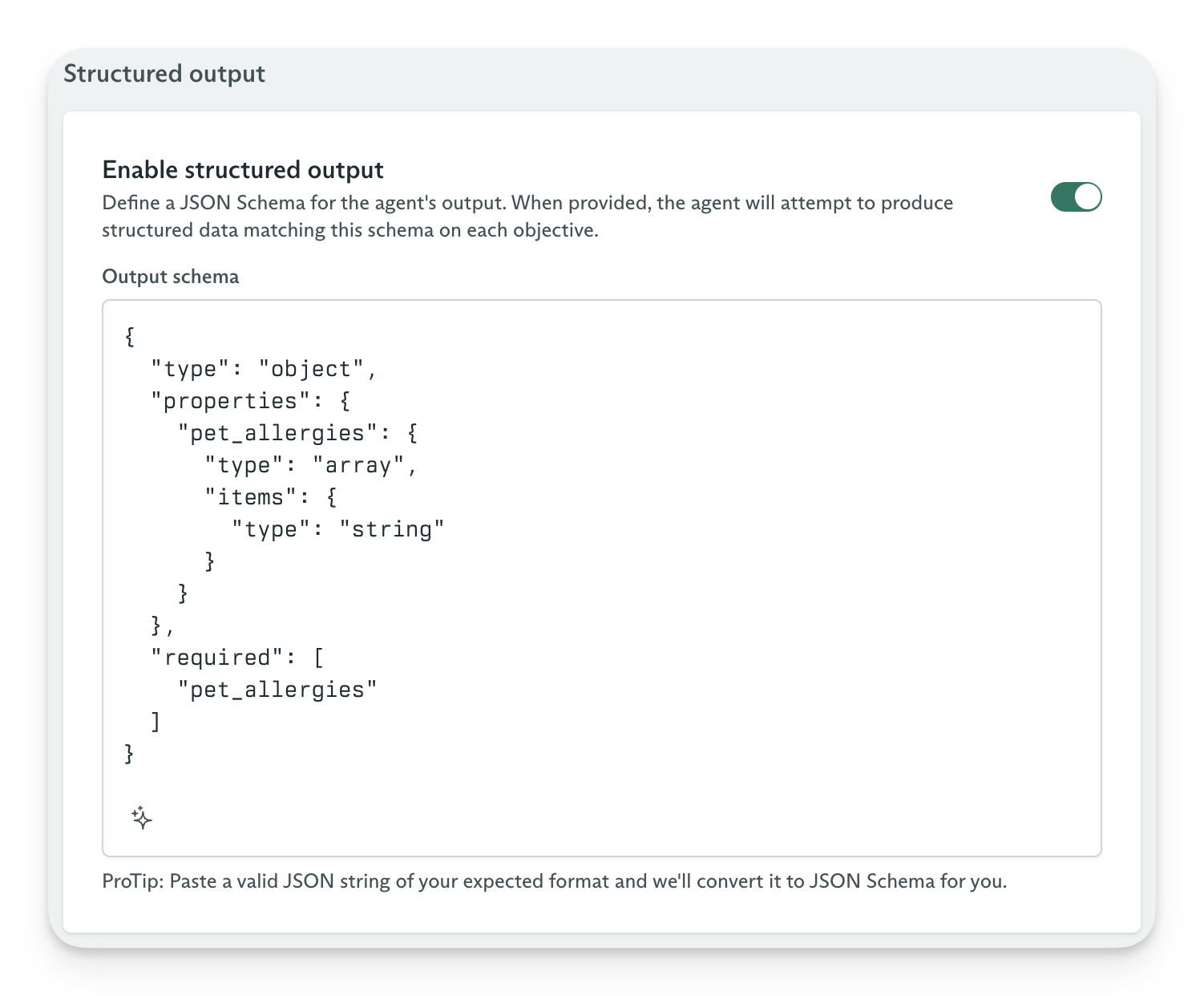 Structured output
