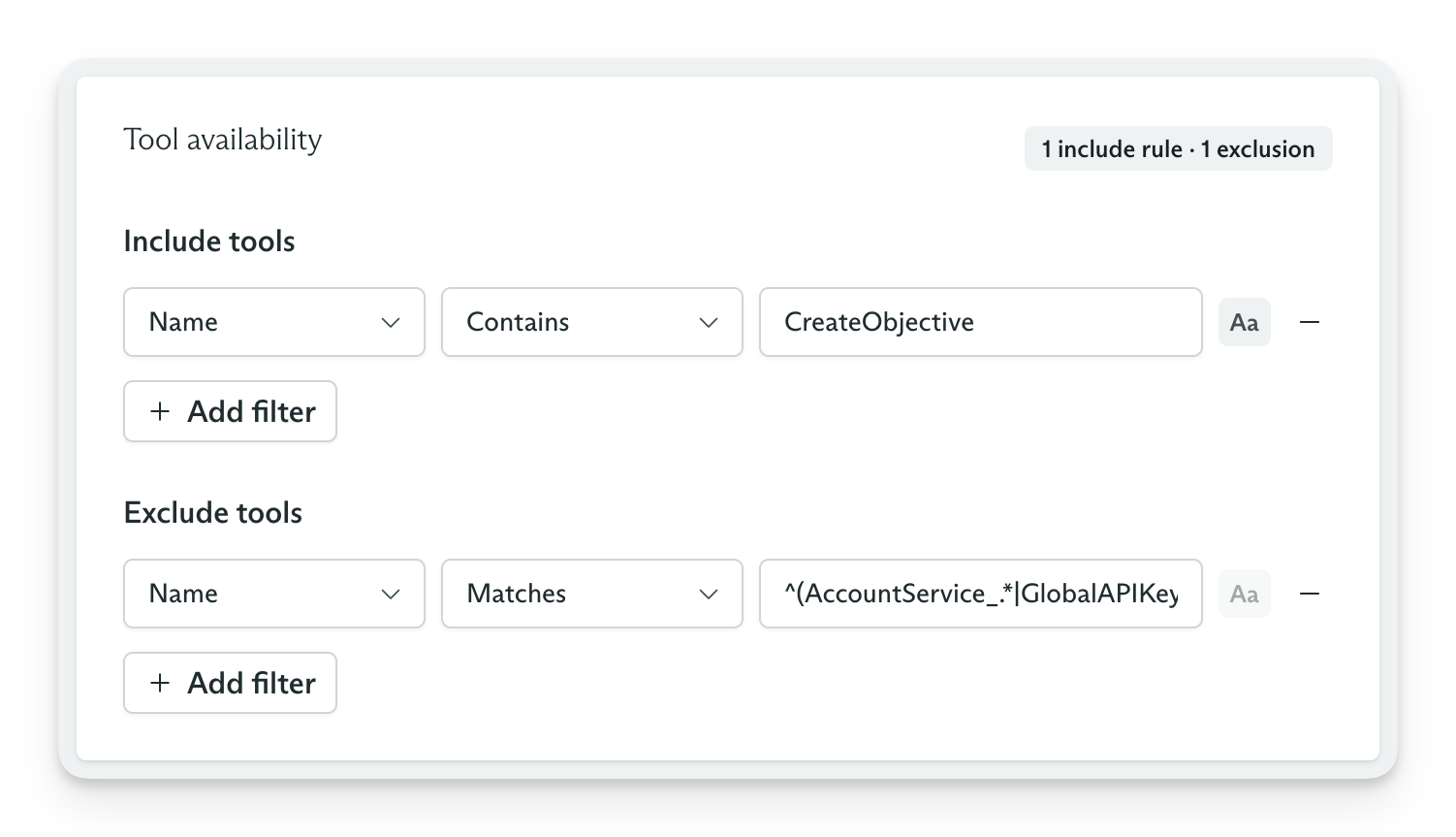 Tool filter applied to an OpenAPI Tool Set