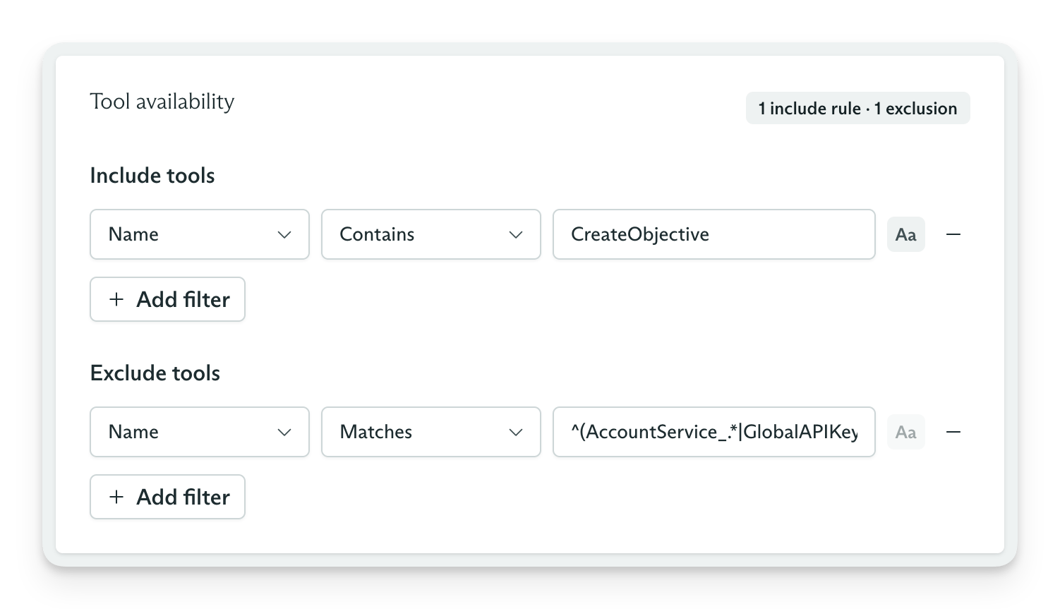 Tool filter applied to an OpenAPI Tool Set