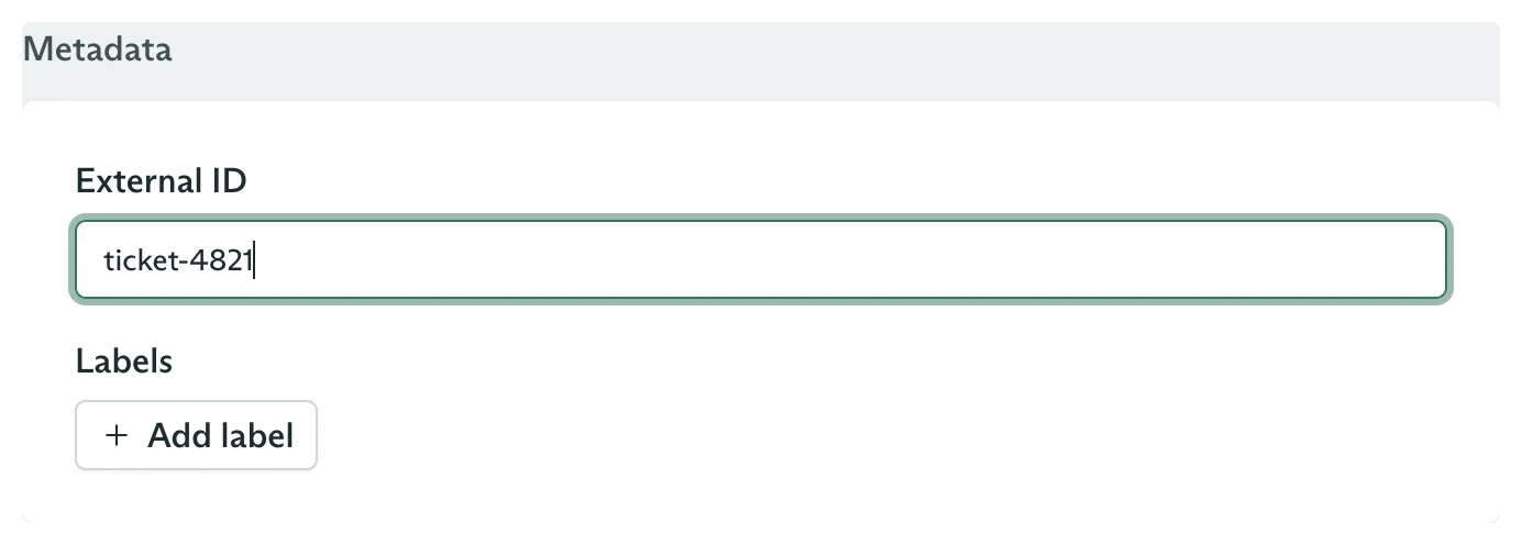 New Objective Metadata section with ticket-4821 as the External ID