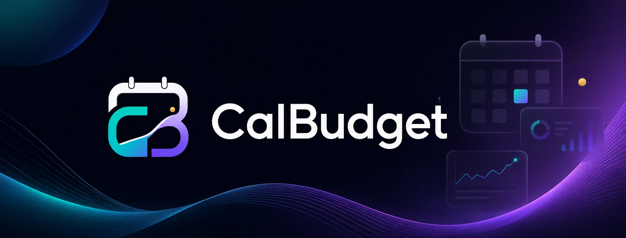 CalBudget 2.1 banner with the CalBudget logo and calendar planning visuals