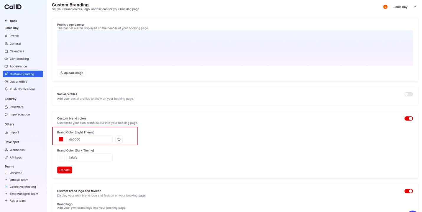 Set light theme brand color