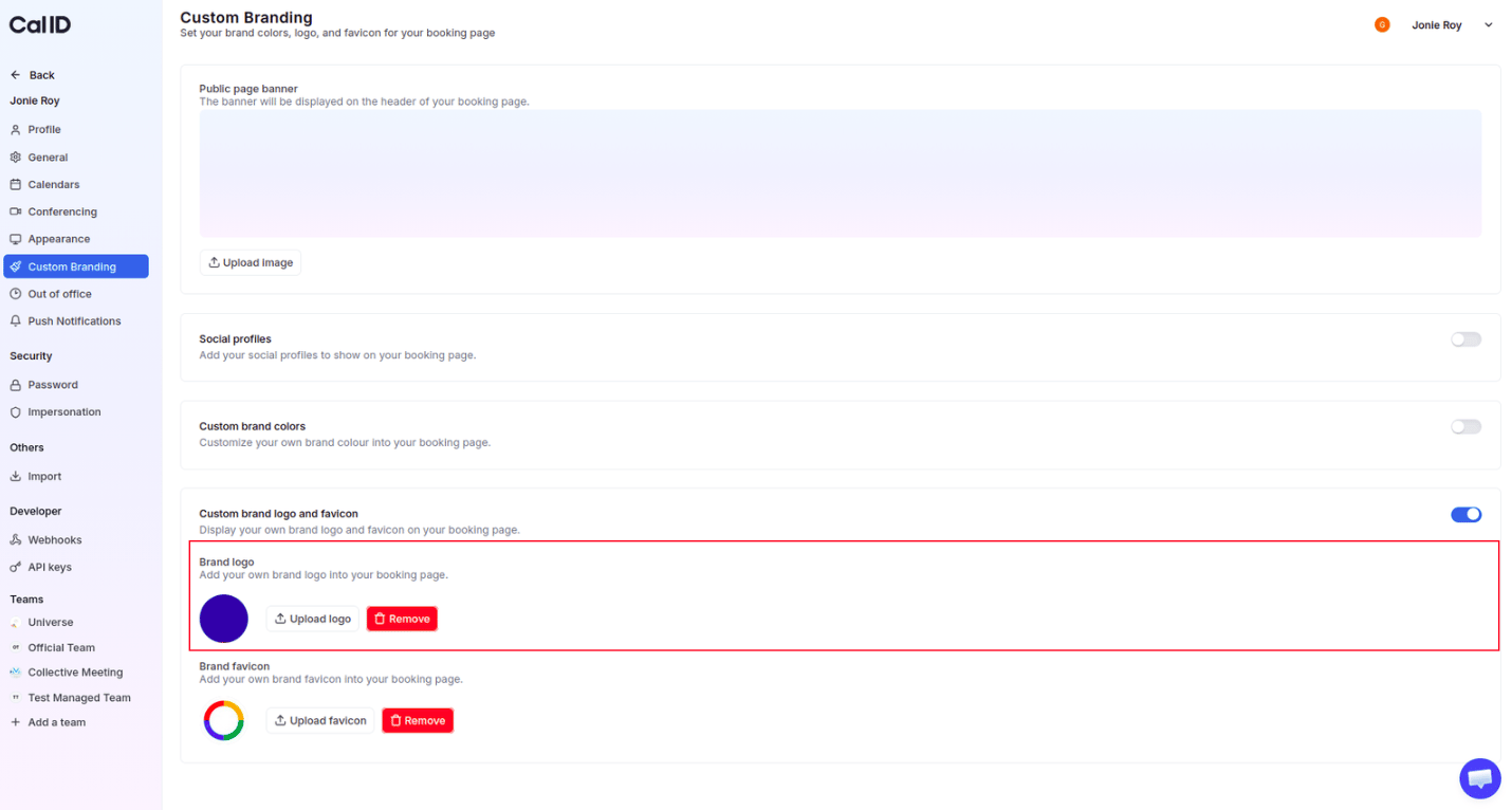 Upload brand logo
