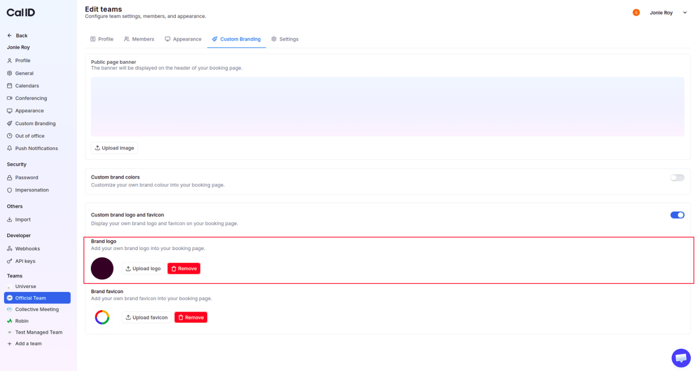 Upload brand logo