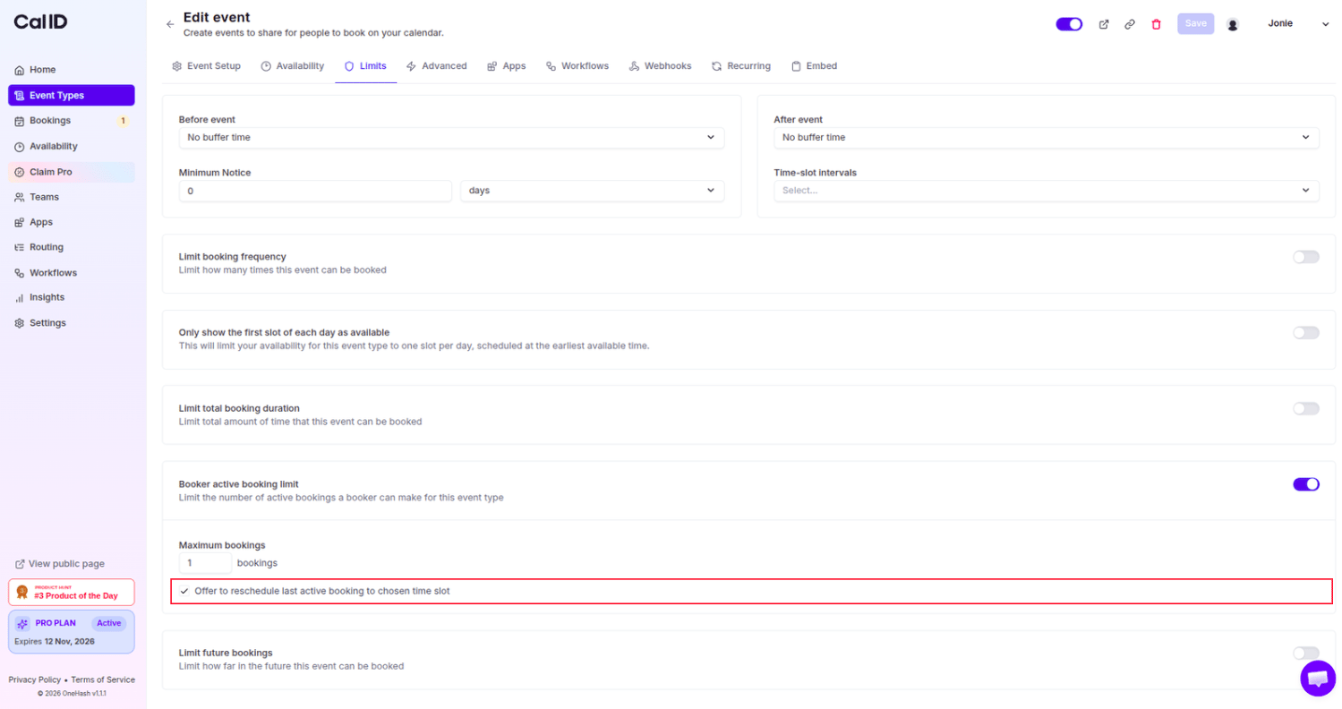 Enabling the offer to reschedule sub-option