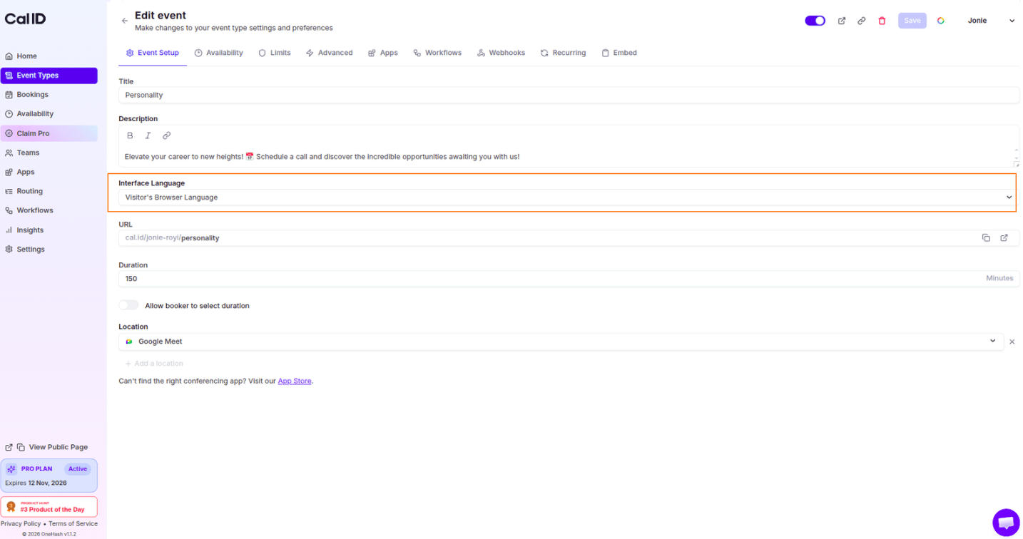 Changing the interface language