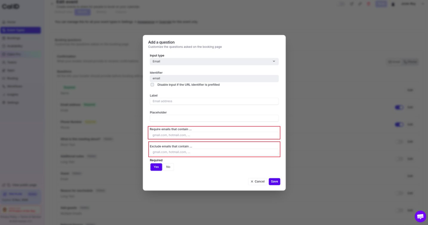 Configuring require and exclude email domain rules