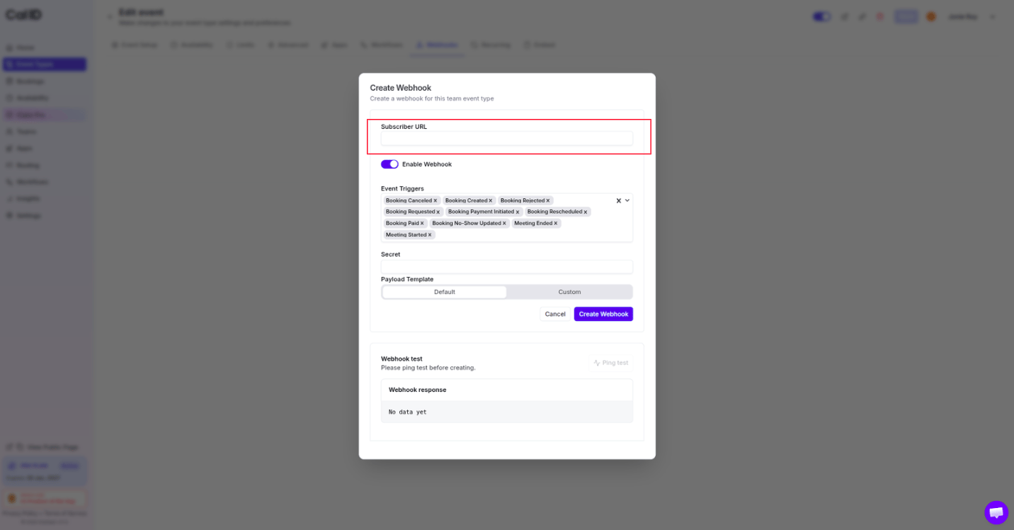 Subscriber URL field