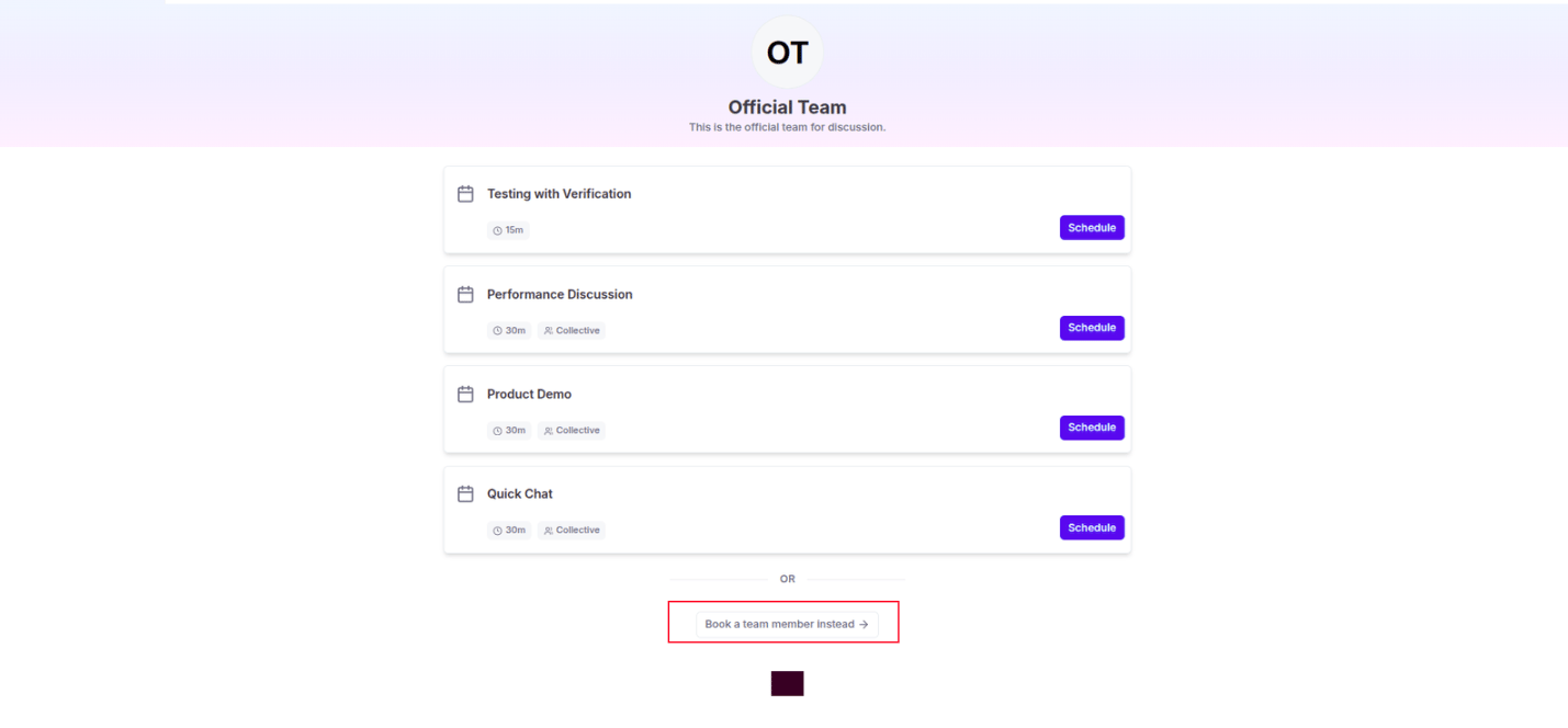 Book a team member button visible