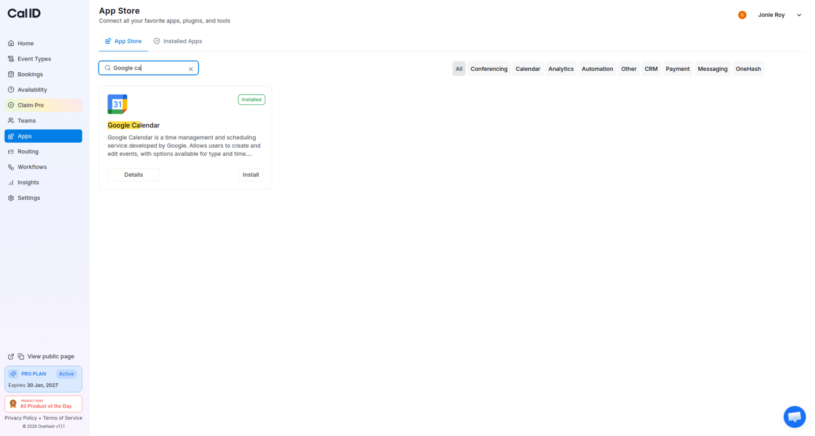 App details page
