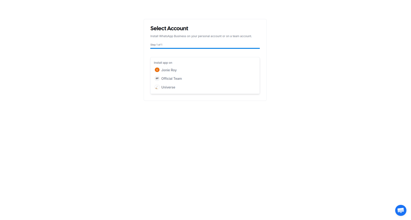 Choosing a team or personal account