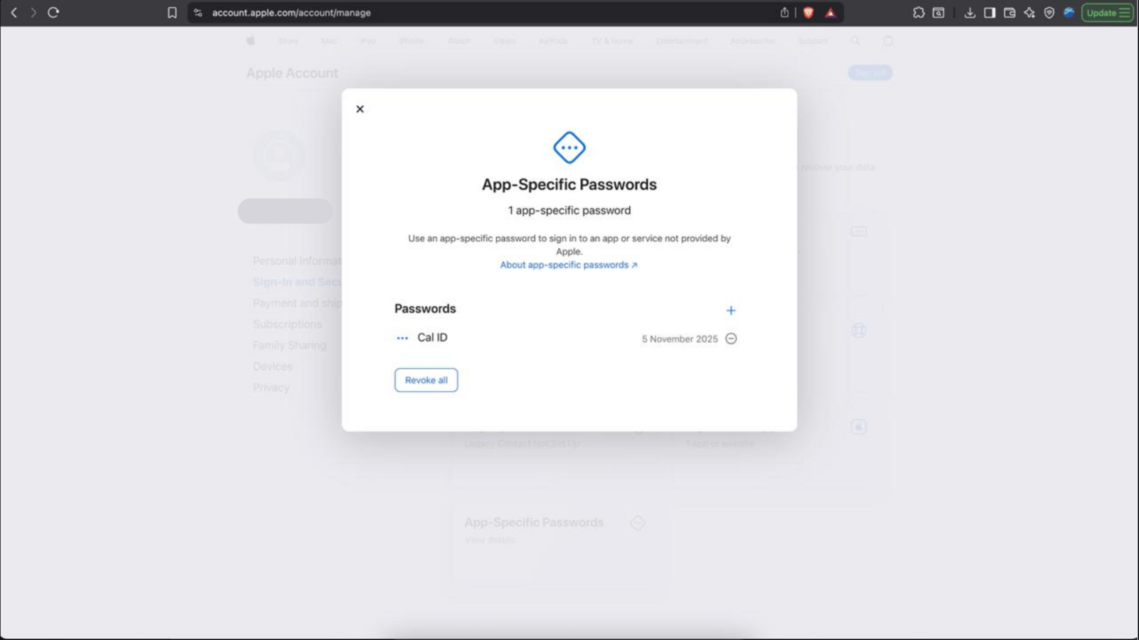 Add a new app-specific password