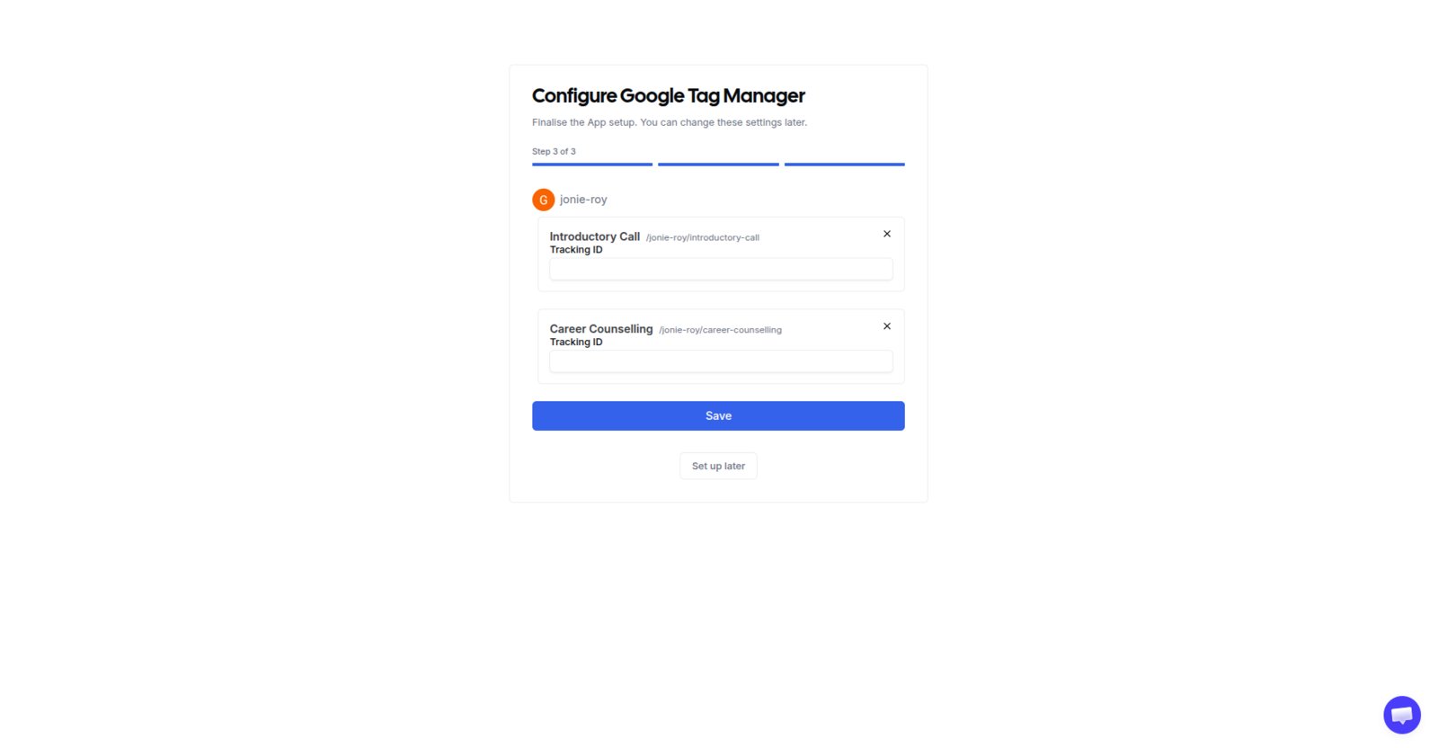 Entering the GTM tracking ID