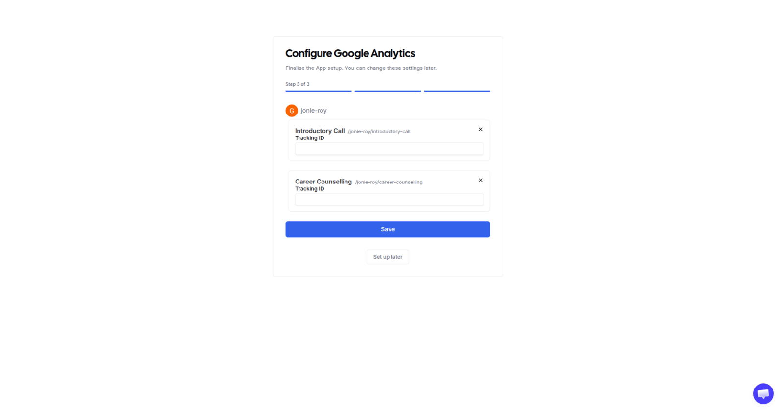 Entering the Google Analytics tracking ID