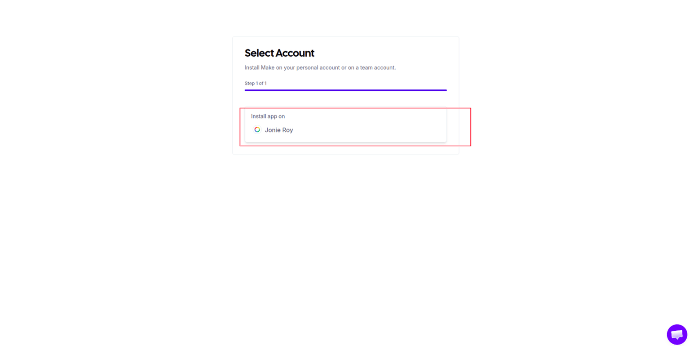 Account selection for Make