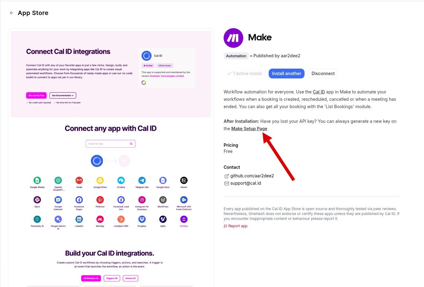 Make Setup page with API keys