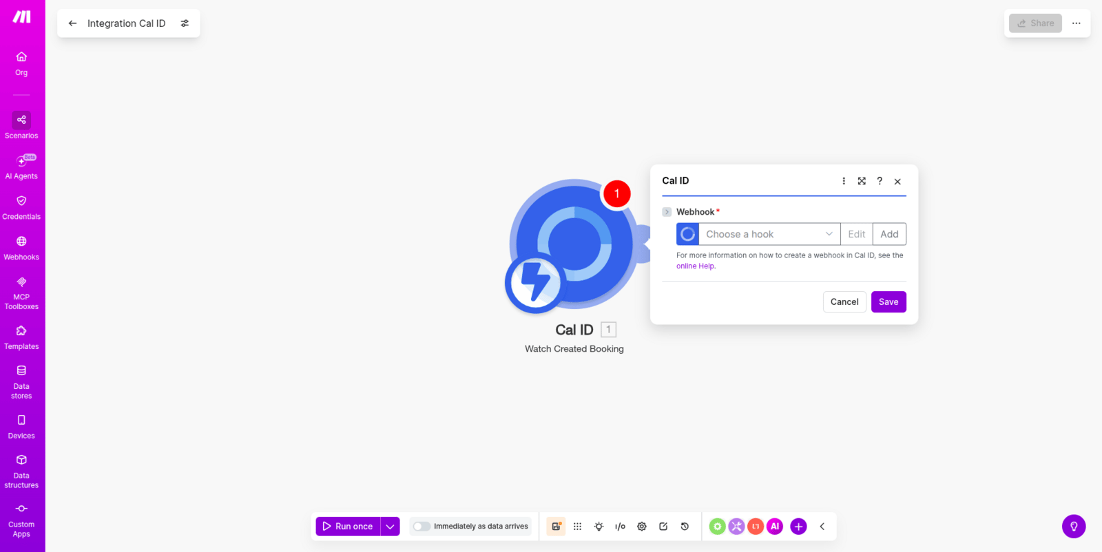 Adding the API key connection in Make