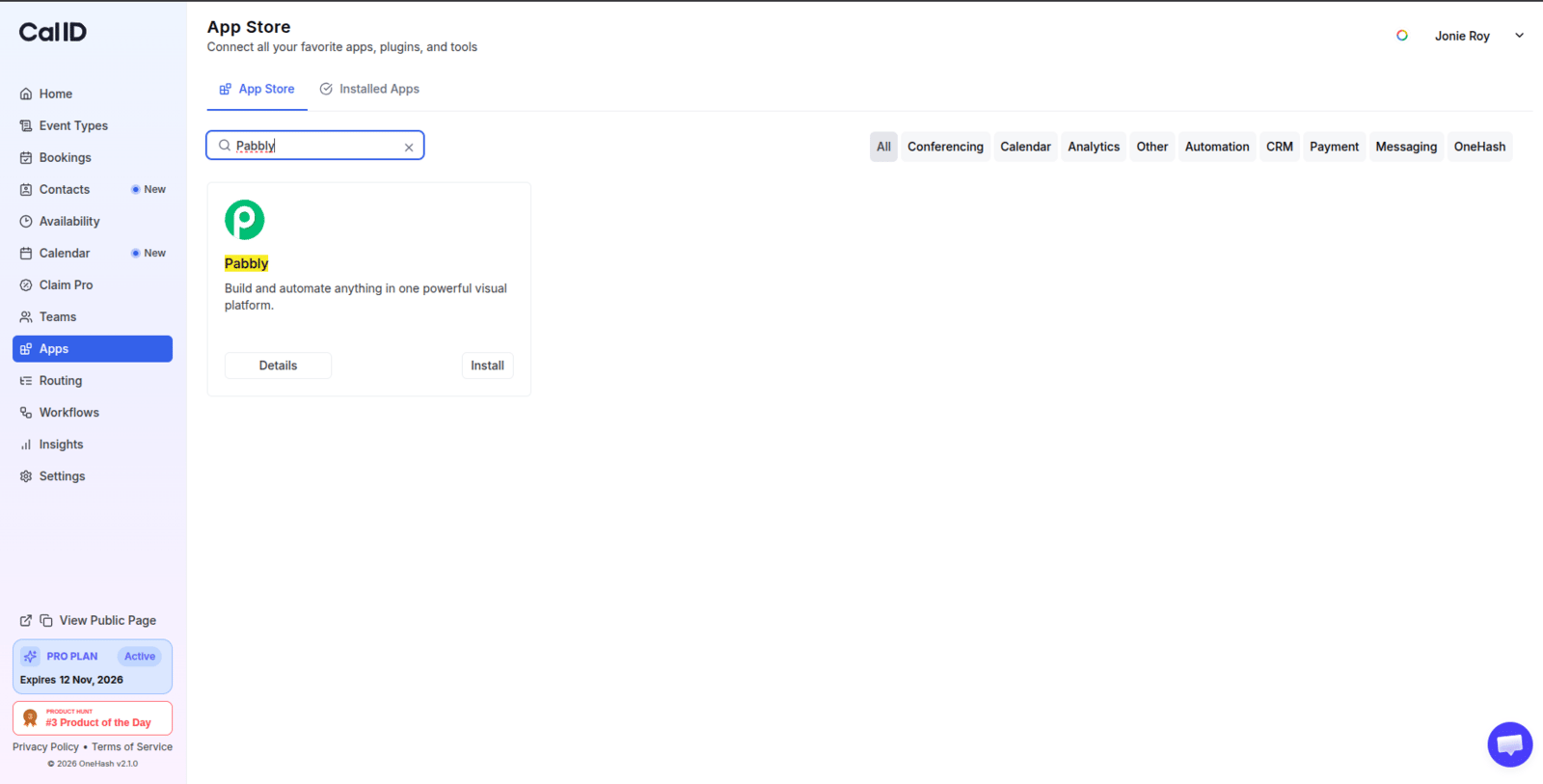 Pabbly Connect in the Cal ID App store