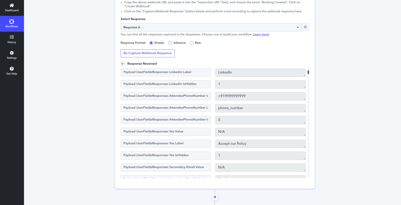 Captured booking data in Pabbly