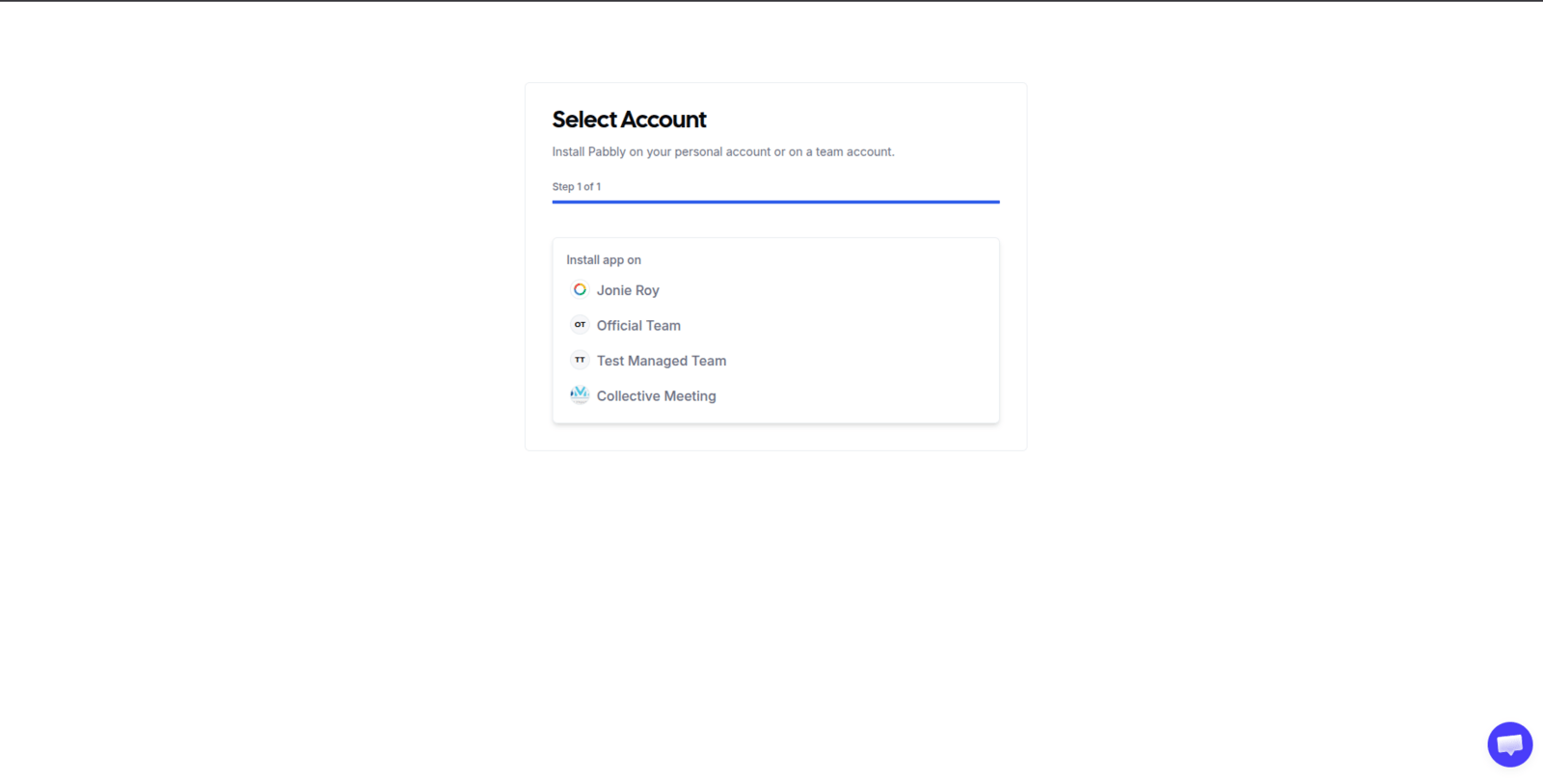 Account selection for Pabbly