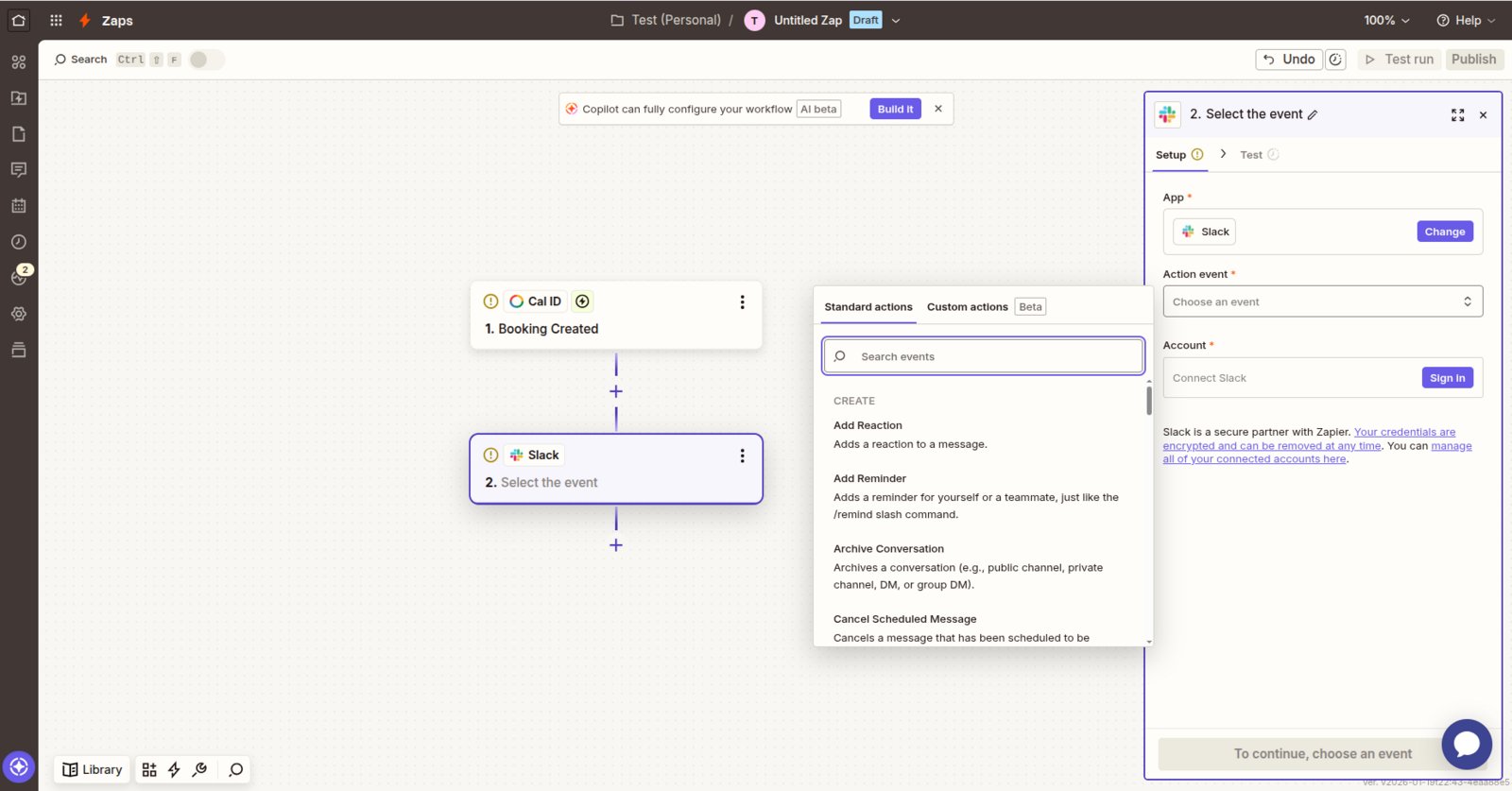 Configuring the Slack message in Zapier
