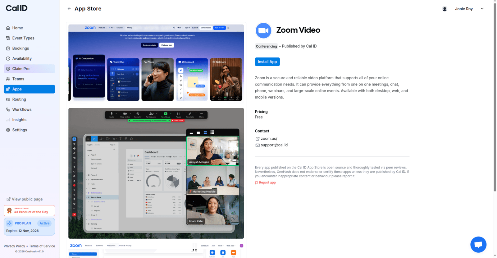 Zoom app install page