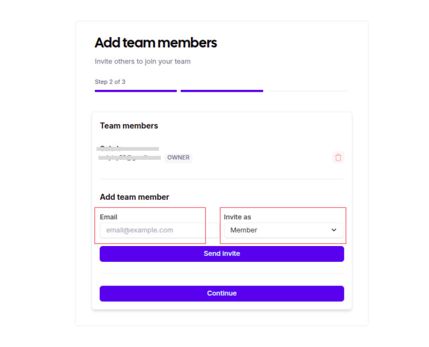 Adding team members and selecting roles