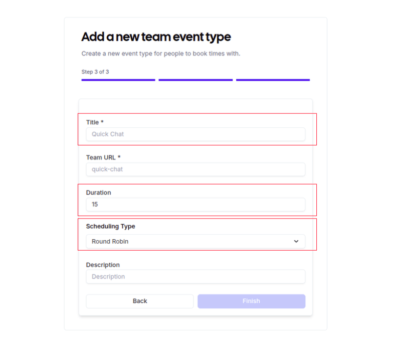 Creating a team event type