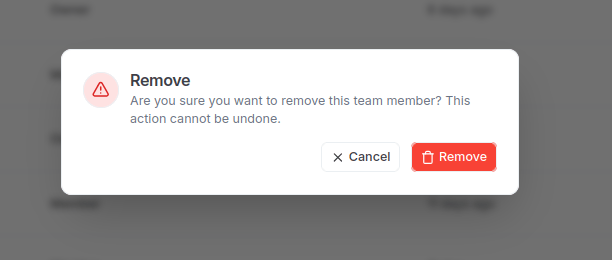 Confirming member removal